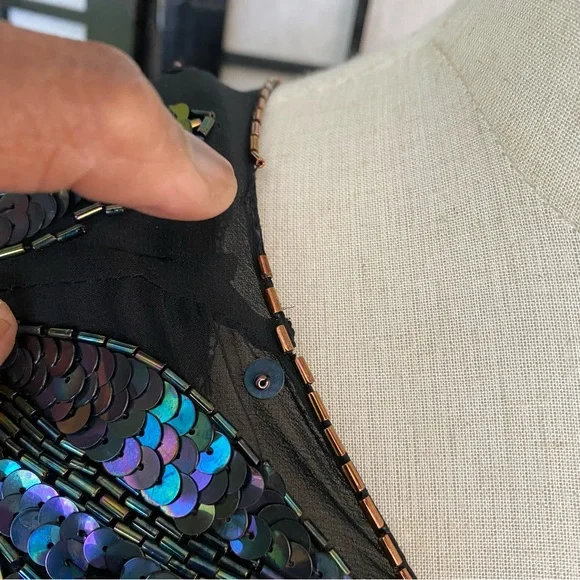 80'S CASADEI Ruched Beaded & Sequined Party Dress Size 4 - Picture 2 of 15